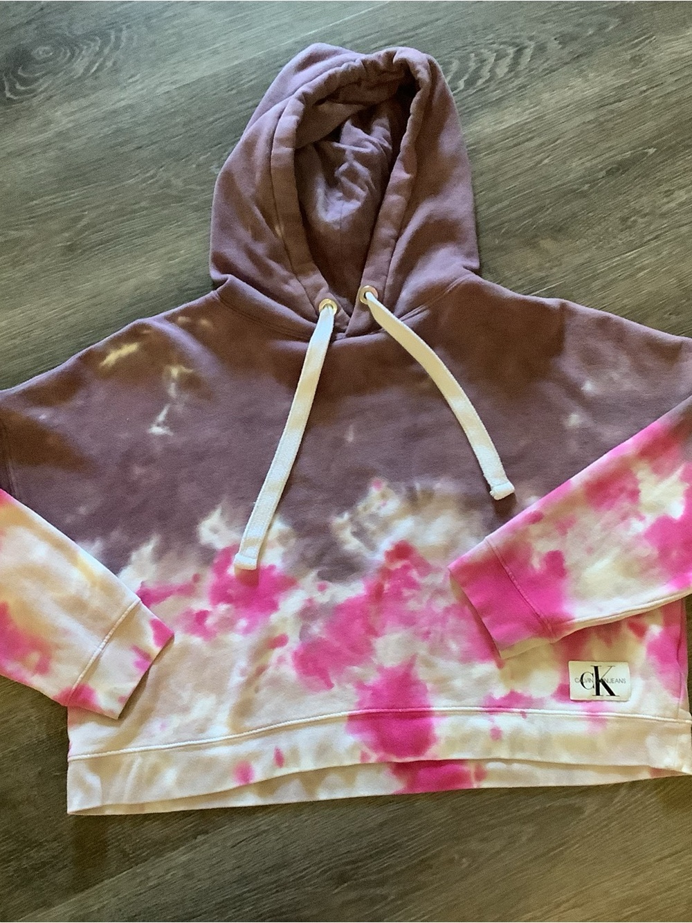Calvin Klein Jeans Tie-Dye Hoodie in Mauve, Pink, Cream
